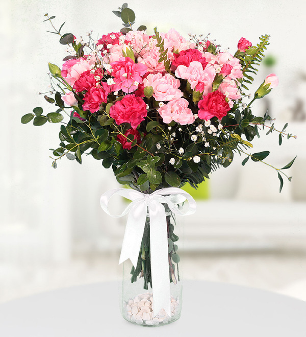 Pink Carnations in Vase