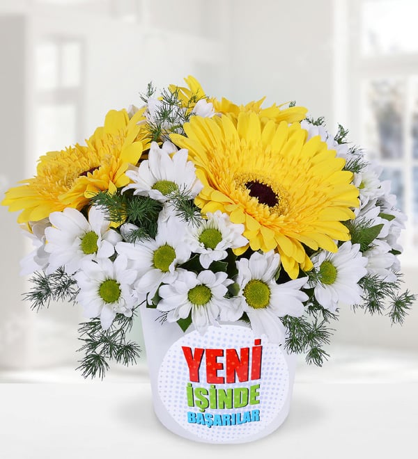 New Business Themed Yellow Gerberas And Daisies