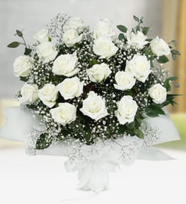 21 White Roses Bouquet
