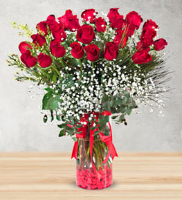 33 Red Roses in Vase