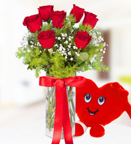 Red Roses and Heart pillow