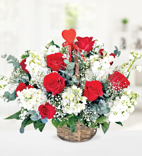 Red Rose and Gillyflower Basket