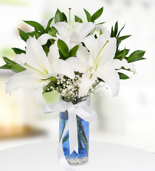 White Casablanca Lilium in Vase