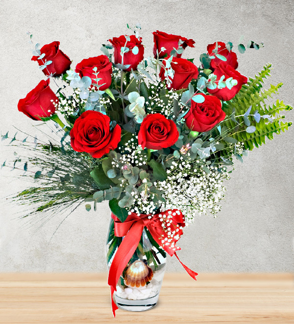 11 Red Roses in Vase