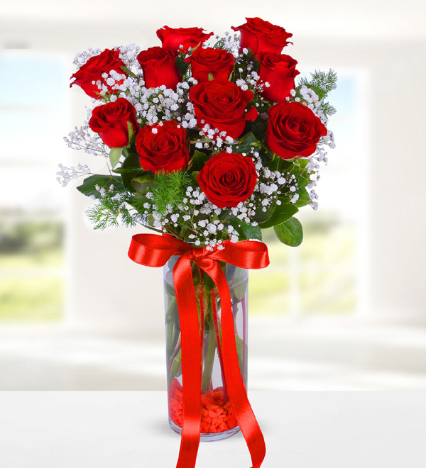 11 Red Rose Vase