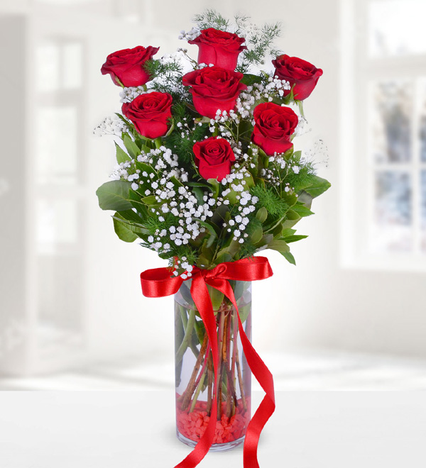 7 Red Rose Vase