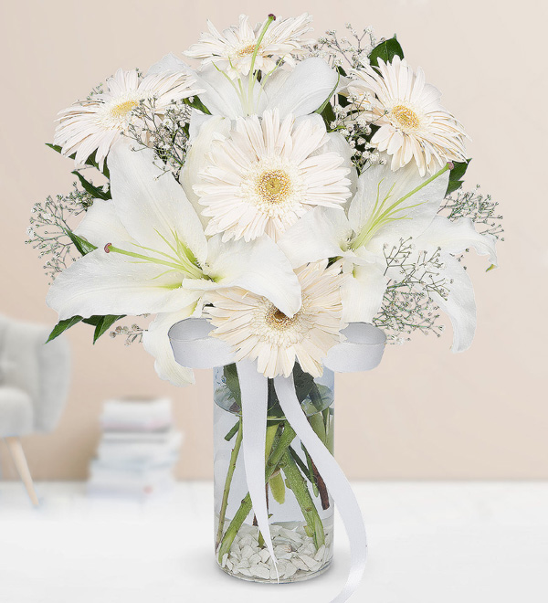 Liliums and Gerberas in Vase