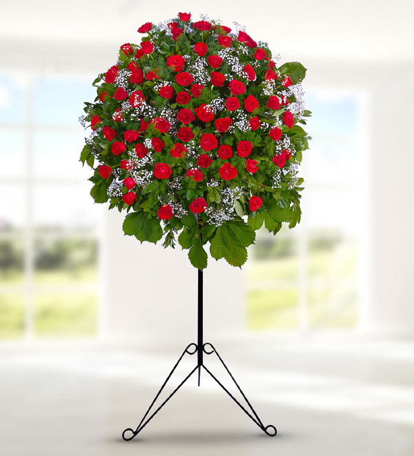 Red Roses Basket Stand (wrought iron)