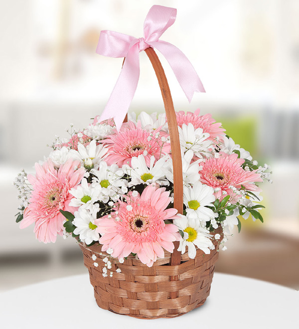 Send flowers Turkey, Pink Gerbera White Chrysanthemums from 29USD