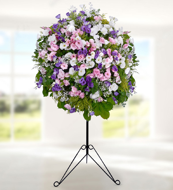 Lisianthus in Basket Stand