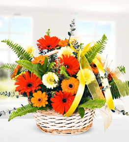 Yellow and White Funeral Basket