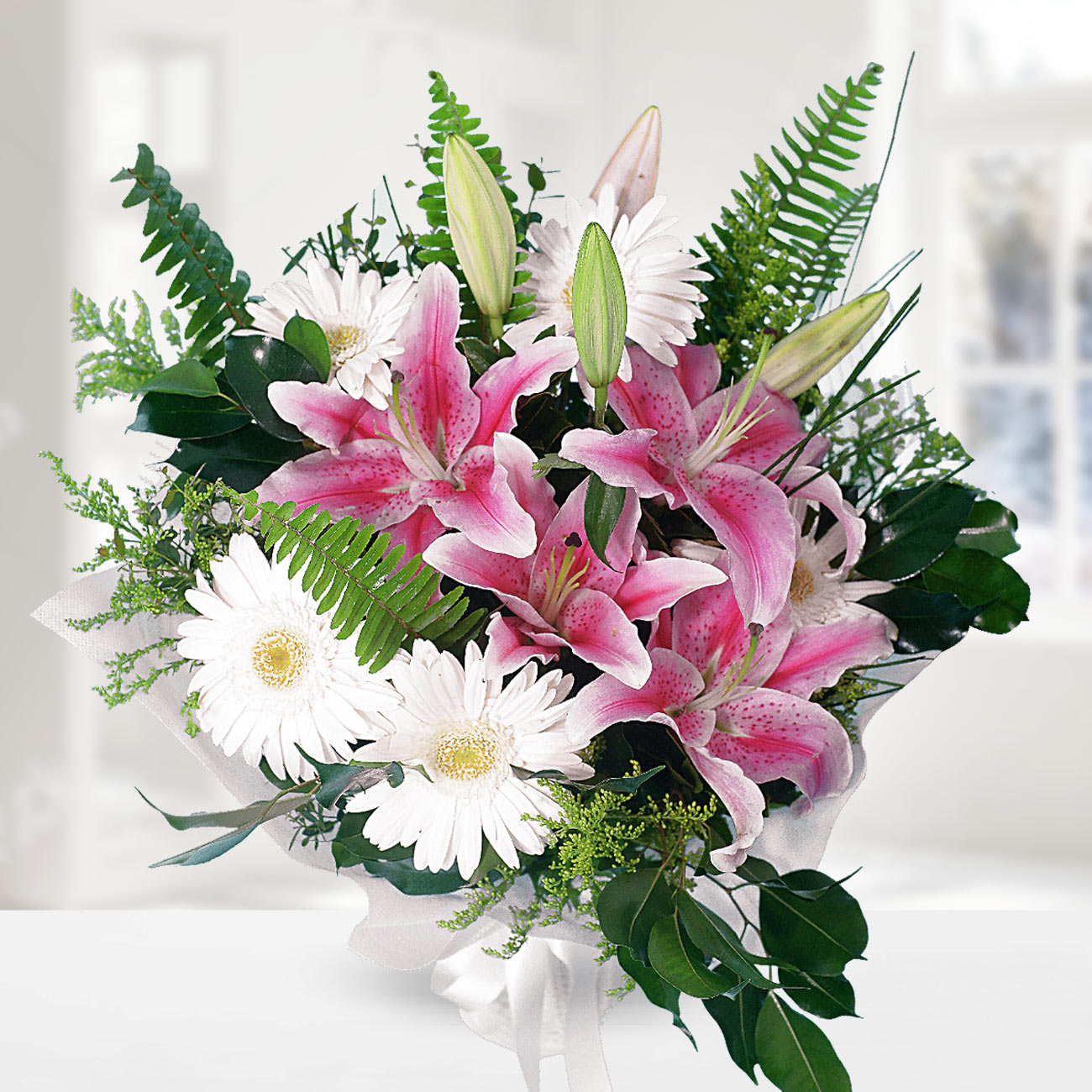 Send flowers Turkey, Pink Lilies and Gerbera Bouquet from 113USD
