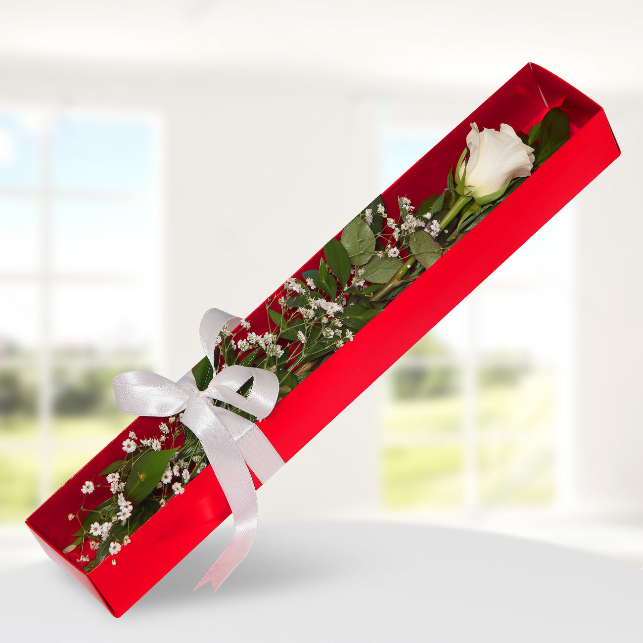 Send flowers Turkey, Single Boxed White Rose from 7USD