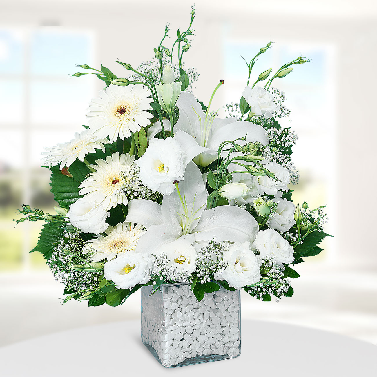 Send flowers Turkey, White Lilium White Gerberas from 65USD