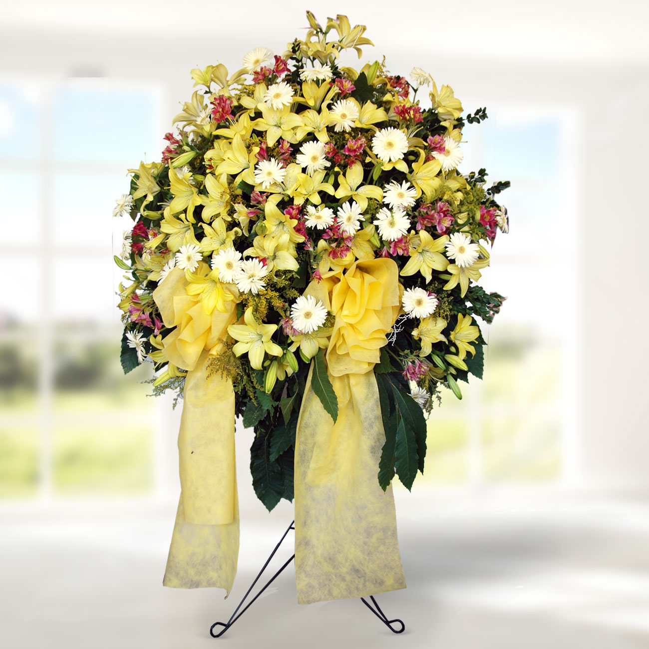 Send flowers Turkey, Yellow Lilium Basket Stand (wrought iron) from 91USD