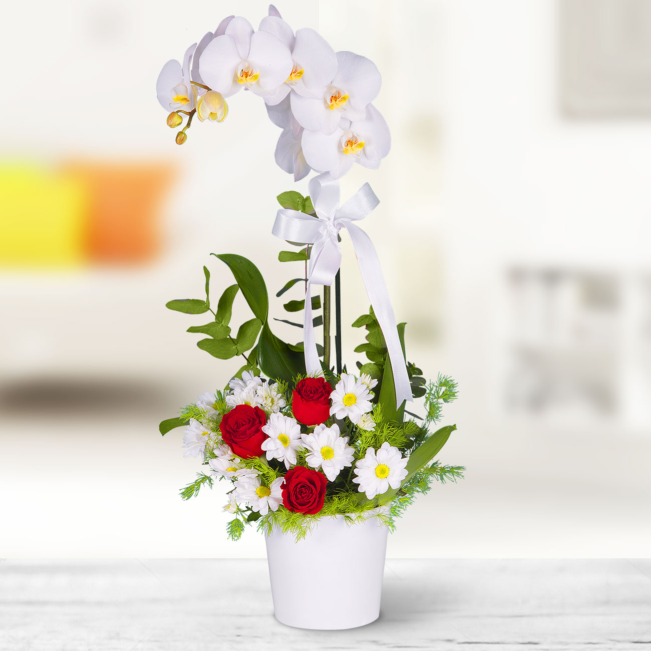 Send flowers Turkey, White Orchid and Arrangement from 25USD